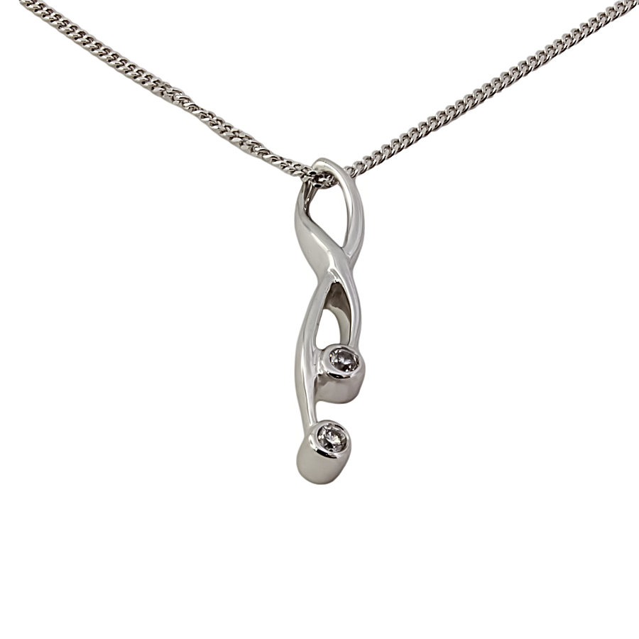9ct White Gold Diamond Pendant with Chain